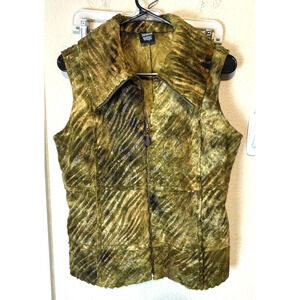 Sharon Young womens size S faux fur vest full zip gold tan Vintage 90s